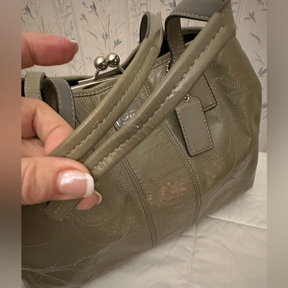 Coach Olive Green Patent Leather Tote - Picture 5 of 16